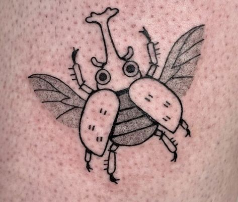 Japanese Rhinoceros Beetle Tattoo, Matching Beetle Tattoos, Cute Beetle Tattoo, Cute Beetle Drawing, Rhinoceros Beetle Tattoo, Cute Bug Art, Cute Bug Tattoo, Rhino Beetle Tattoo, Isopod Tattoo