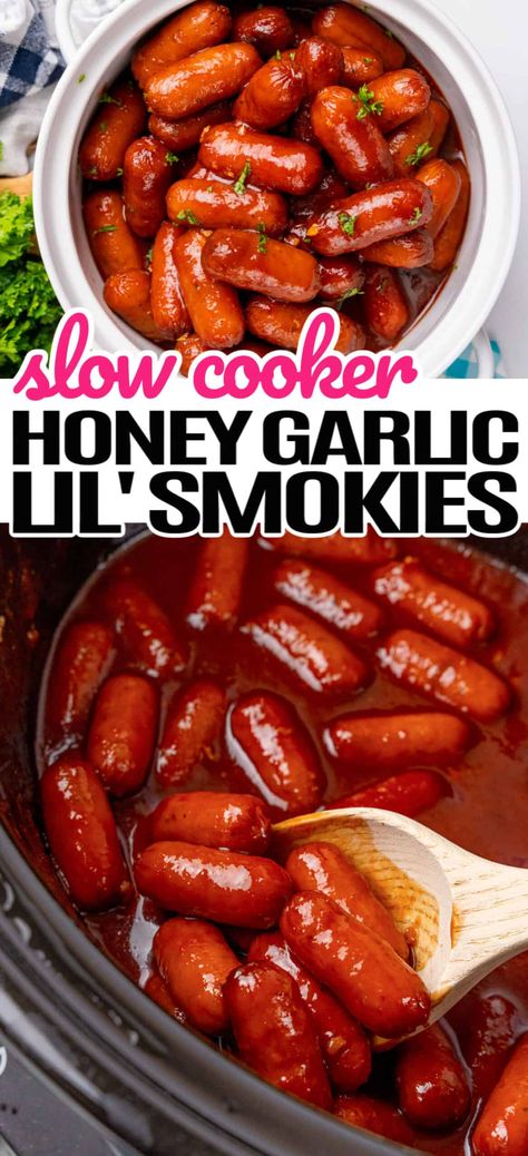 Game Night Party Food, Lil Smokies Recipes, Mini Crockpot, Mini Crockpot Recipes, Little Smokies Recipes, Game Night Party, Smokies Recipe, Game Night Food, Easy Fast Dinner Recipes