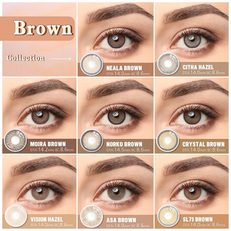 Softlens Eye, Lenses For Indian Skin, Eye Lenses Color For Indian Skin, Natural Lenses Eye Color, Brown Lenses Eye, Light Brown Eye Contacts, Natural Contact Lenses For Brown Eyes, Dark Brown Contact Lenses, Brown Lenses Contact Lens