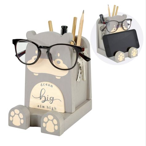 Wooden Glasses Holder, Eyeglass Holder Stand, Diy Desk Calendar, Desk Box, Phone Pen, Stationery Desk, Pen Pencil Holder, Pencil Holders, Laser Cut Wood Crafts