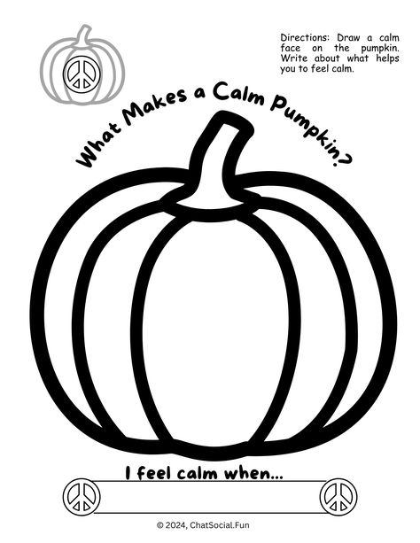 Building coping skills in the fall with the What makes a Calm Pumpkin free worksheet. Think about what helps you to feel calm while using a festive pumpkin theme. Write about what helps you feel calm and draw a calm face on the pumpkin. It's a nice self care strategy to focus on what supports you. Fall Therapy Activities For Teens, Halloween Coping Skills Activities, Coping Skills Worksheets, Friendship Skills, Thanksgiving Bulletin Boards, Perspective Taking, Coping Skills Activities, Activities For Teens, Therapy Worksheets