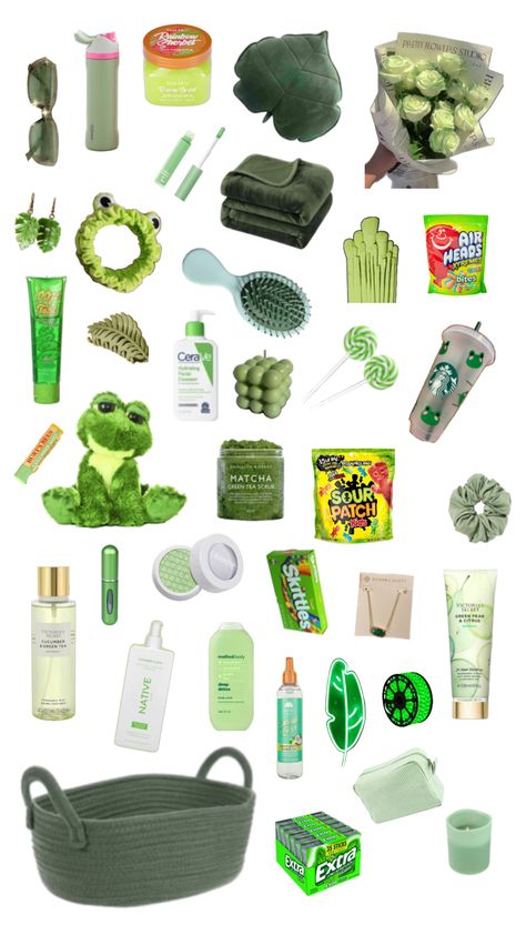 Lime Green Gift Basket Ideas, Green Gift Ideas For Him, Pink And Green Gift Basket Ideas, Green Birthday Basket Ideas, Dark Green Gift Basket, Gift Basket Color Themed, Green Gift Basket Ideas For Him, Green Birthday Gift Baskets, Green Gifts Ideas