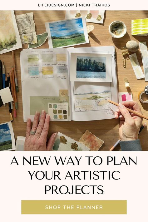 A new way to plan your artistic projects, the artist planner. An undated planner to help you collect inspiration and plan out your art projects! Artist Planner, Life Admin, Artist Resources, Watercolour Sketchbook, Journal Tutorials, Artistic Process, Best Planner, Artist Film, Handmade Sketchbook