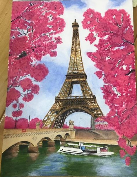 Eiffel Tower Painting Acrylic, Paris Painting Acrylic, Paris Painting Easy, Paris Art Painting, Eiffel Tower Painting, Paris Painting, Lily Painting, Art Painting Tools, Small Canvas Paintings