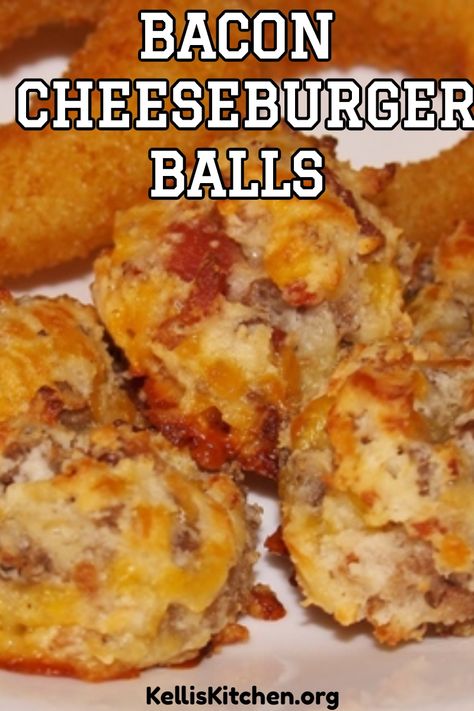 BACON CHEESEBURGER BALLS via @KitchenKelli Bacon Cheeseburger Balls, Bacon Balls Appetizers, Hamburger Balls Easy Recipes, Ground Beef Balls, Hamburger Balls, Cheeseburger Balls, Easy Slow Cooker Roast, Tailgating Food, Beef Recipe Instant Pot