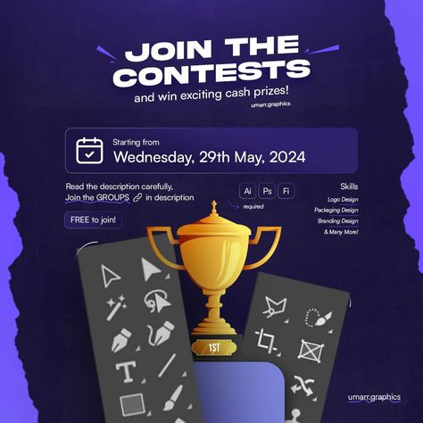 Competition Social Media Design, Contest Flyer Design, App Launch Poster Design, Social Media Contest, Social Media Contests Ideas, Poster Design Inspiration Creativity, Contest Poster Design Ideas, Announcement Poster Design, Award Design Graphics