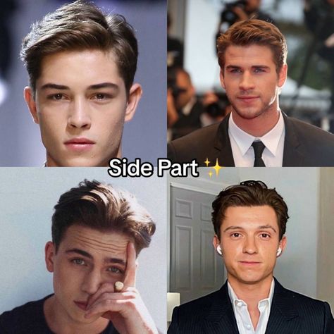 Side part men’s haircut style Inspo Boys Haircut Names, Boy Hairstyle Names, Side Part Men, Side Part Haircut, Haircut For Face Shape, Mens Haircuts Short Hair, Hairstyle Names, Side Part Hairstyles, Mens Hairstyles Thick Hair