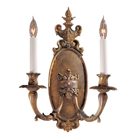 2-Light-Wall-Sconce-in-Antique-Bronze-Patina-Finish.--Created-using-Lost-Wax-casting-technique.--Handcrafted-in-Italy. Antique Wall Lights, Traditional Wall Sconces, Vintage Wall Sconces, Italian Baroque, Indoor Wall Sconces, Bronze Patina, Wall Candles, Candle Styling, Wall Light Fixtures