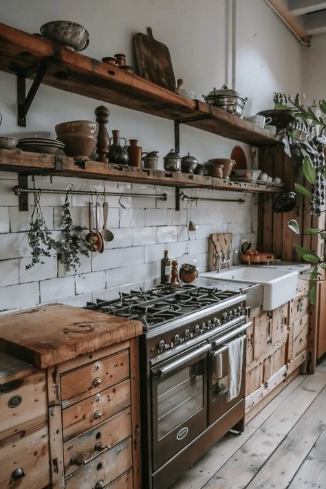 40 Boho-Style Kitchen Ideas: Get Inspired with These Chic and Cozy Designs 33 Kitchens With No Upper Cabinets Ideas, Styling Open Shelves In Kitchen, Boho Home Ideas, Funky Kitchen Ideas, Boho Kitchen Curtains, Rustic Cabin Kitchen, Boho Home Decor Ideas, Modern Boho Kitchen, Herbal Kitchen