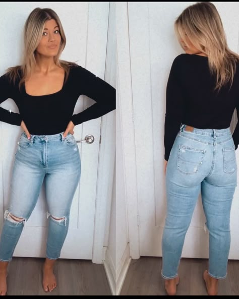 Mom Stomach Outfit, Hot Mid Size Outfits, Mom Cute Outfits, 175 Pounds Women Fashion, Flattering Mom Outfits, Casual Jeans Outfit Plus Size, How To Dress A Mom Bod, Body Suit Fall Outfit, Midsize Boyfriend Jeans Outfit