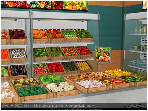 The Sims Resource - Grocery store Pt.V vegetables Sims 4 Supermarket Build, Sims4 Store Cc, Grocery Store Sims 4 Cc, Sims 4 Supermarket Cc, The Sims 4 Grocery Store, Sims 4 Supermarket, Sims 4 Grocery Store Cc, Sims 4 Grocery Store, Sims 4 Cc Shopping