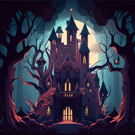 Fantasy Medieval Castle, Fantasy Quest, Castle Cartoon, Castle Vector, Dark Wizard, The Sinister, Tree Vector, Fantasy Role Playing, 2d Game Art