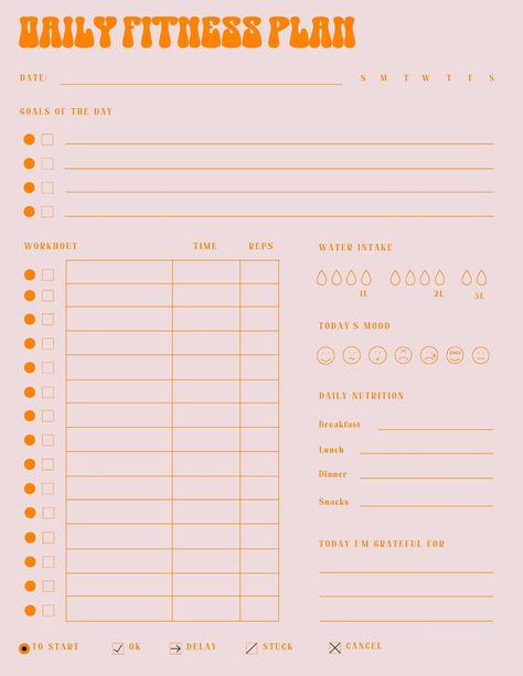 #Workout_Planner_Template #Daily_Fitness_Planner #Fitness_Tracker_Printable #On_Task Workout Planner Template, Daily Fitness Planner, Gym Planner, Fitness Tracker Printable, Retro Fitness, Tracker Free, Workout Planner, Printable Workouts, Daily Planner Pages