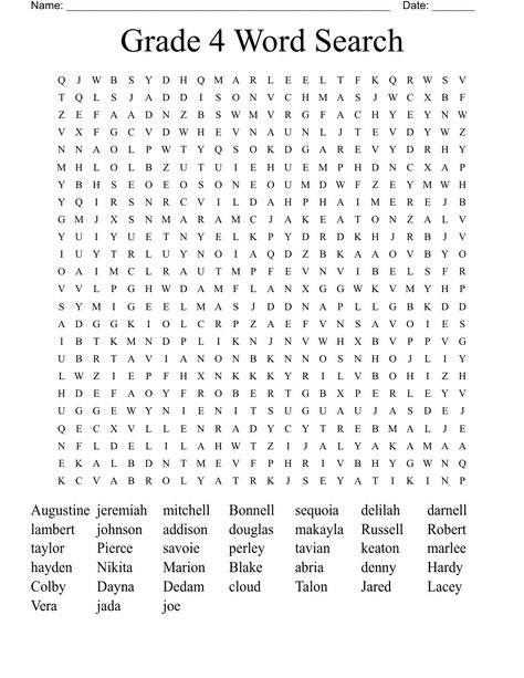 Grade 4 Word Search Third Grade Math Worksheets, Bible Word Searches, Christmas Word Search, Word Puzzle, Third Grade Math, Christmas Words, Word Puzzles, Grade 4, Bible Words