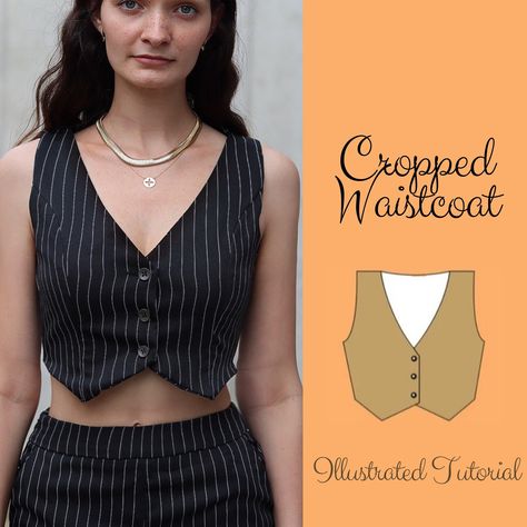 Cropped Waistcoat Sewing Pattern Short Waistcoat Ladies - Etsy Waistcoat Sewing Pattern, Waistcoat Sewing, Cropped Waistcoat, Waistcoat Pattern, Ladies Vest, Vest Sewing Pattern, Waistcoat Woman, Women Vest, Sewing Projects Clothes