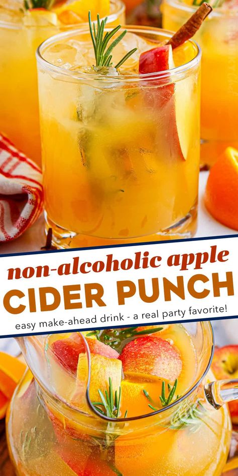 Iced Apple Cider Punch, Thanksgiving Drinks For A Crowd Nonalcoholic, Punch Recipes Non Alcoholic, Apple Cider Punch Recipes, Cream Potatoes, Fall Punch Recipes, Cider Punch, Apple Cider Bar, Apple Cider Punch