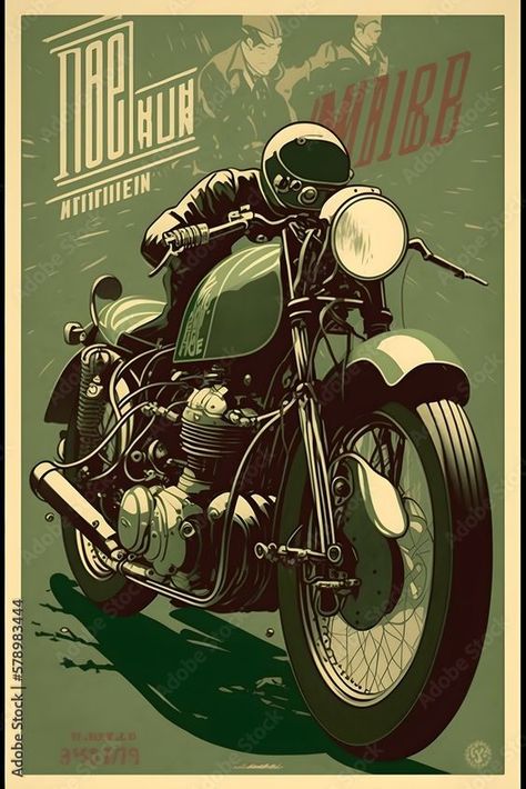 Vintage Motorcycle Art, Motorcycle Ads, Motor Art, Cb 450, Motorbike Art, Transportation Art, Monochrome Illustration, Antique Motorcycles, Vintage Motorcycle Posters