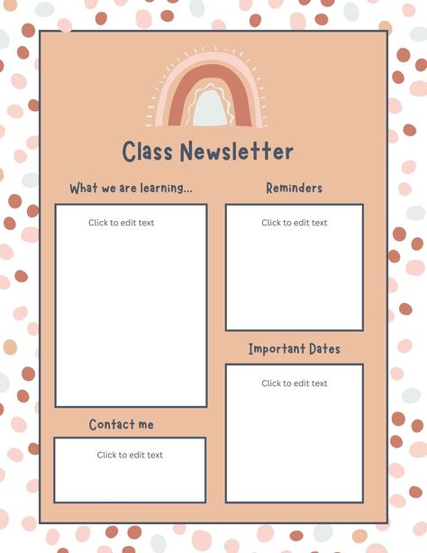 Easy to edit Canva template for teachers! #bohorainbow #bohorainbowclassroom #rainbowclassroomdecor #parentteachercommunication #classroomnewsletter #editablenewsletter #emailnewsletter Weekly Parent Newsletter Templates, Daycare Newsletter, K4 Classroom, Classroom Parent, Parent Communication Forms, Teacher Newsletter Template, Preschool Newsletter Templates, Preschool Newsletter, Newsletter Template Free