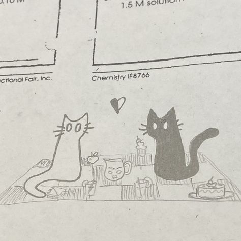 Little doodle of two kitties having a picnic date Picnic Doodle, Picnic Sketch, Kitties In Love, Picnic Drawing, Garden Drawing, Picnic Date, Little Doodles, A Picnic, First Date