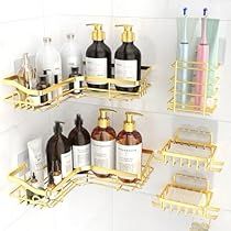 Space Saving Shelves, Bathroom Shower Organization, Bath Caddies, Shower Organizer, Corner Shower Caddy, Shower Rack, Gold Shower, Shower Organization, Faucet Accessories