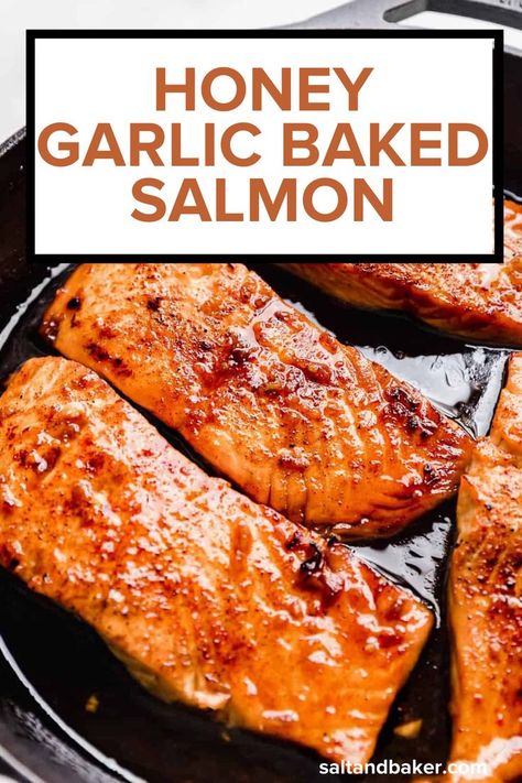 Garlic Baked Salmon, Honey Salmon Recipes, Honey Baked Salmon, Salmon Recipes Oven, Salmon Fillet Recipes, Oven Salmon, Garlic Baked, Fish Marinade, Salmon Recipes Baked Healthy