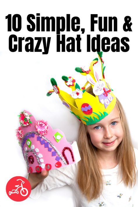 Fun & Easy Homemade Hat Craft Ideas for Kids Easy Crazy Hat Day Ideas For Kids, Diy Silly Hat, Easy Crazy Hat Day Ideas, Hat Day Ideas, Crazy Hat Day Diy, Silly Hats For Kids Diy, Spring Hats For Kids Diy, Wacky Hat Day Ideas, Silly Hat Day Ideas Kids