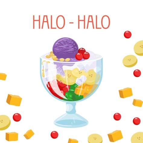 Halo Halo Illustration, Halo Halo Dessert Philippines, Halo Halo Drawing Food, Halo Halo Aesthetic, Halo Halo Drawing, Philippines Dessert, Halo Halo Dessert, Halo Drawings, Halo Backgrounds