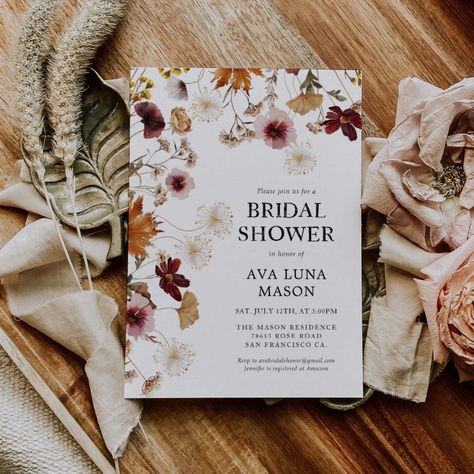 Fall Wedding Shower Invitations, Fall Bridal Shower Invites, Bridal Shower Printables, Rustic Fall Wedding, Boho Bridal Shower, Fall Bridal Shower, Brunch Invitations, Floral Bridal Shower Invitations, Wedding Shower Invitations