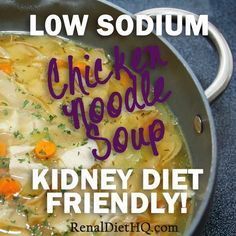 Low Sodium Recipes Heart, Low Sodium Soup, Easy Chicken Noodle Soup, Renal Recipes, Ckd Recipes, Kidney Diet Recipes, Kidney Friendly Recipes Renal Diet, Salt Free Recipes, Low Potassium Recipes