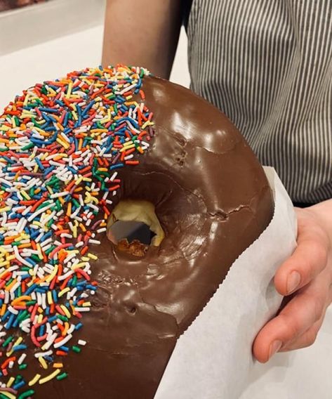 it's a big donut Big Donut, Chocolate Drawing, Big Donuts, Giant Donut, Chocolate Sprinkles, Donut Shop, Hot Soup, Menu Items, New Flavour