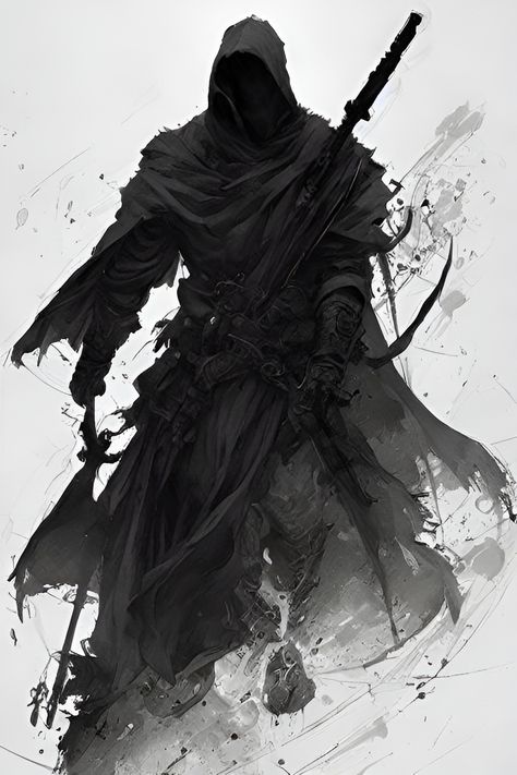 Assassin Background, Eso Breton Knight, Demon Suit, Reaper Character Art, Nazgul Concept Art, Shadow Assassin, Demon Gunslinger, Shadow Character, Shadow Man