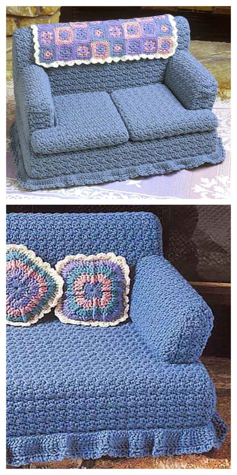 Kitty Couch Bed Crochet Patterns - DIY Magazine Diy Crochet Cat Bed, Kitty Couch, Crochet Furniture, Crochet Cat Bed, Cat Couch, Diy Magazine, Crochet Magazine, Crochet Dog, Unique Crochet