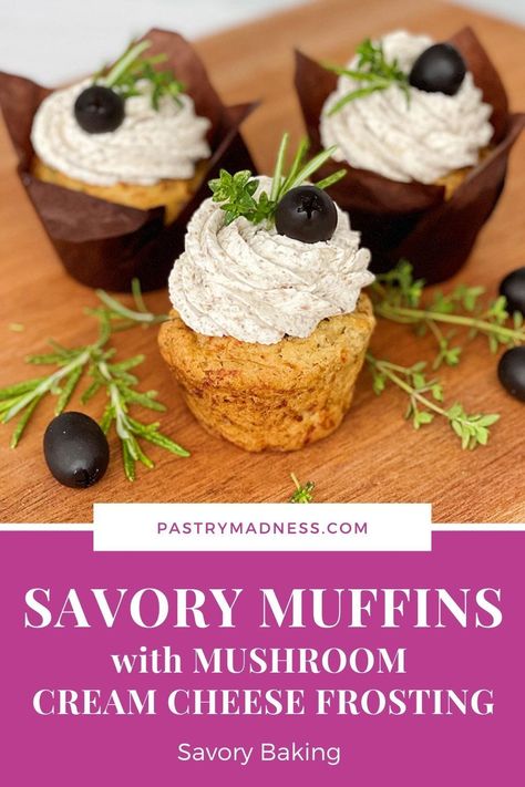 Mushroom Cream Cheese, Muffins Decoration, Savory Cookies, Savory Cupcakes, Savory Muffins Recipes, Savory Appetizers, Savory Baking, Creamy Frosting, Savory Muffins