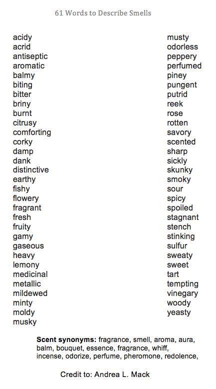 Words to describe smells and odors Writing Things, Creative Writing Tips, Word Choice, Writing Characters, Descriptive Writing, English Writing Skills, Words To Use, Book Writing Tips, English Writing