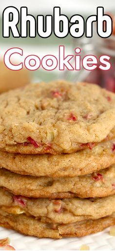 Easy Rhubarb Recipes, Rhubarb Desserts Recipes, Rhubarb Cookies, Best Rhubarb Recipes, Amazing Cookie Recipes, Rhubarb Desserts, Rhubarb Crisp, Cooking Cookies, Rhubarb Recipes