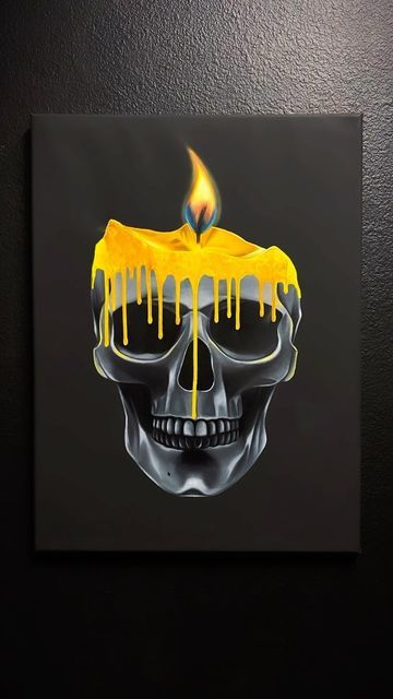 Luxury Art Painting, Dark Background Painting, Skull Paintings, Paintings For Guys, Crown Painting Canvases, Skull Painting Acrylic Easy, Black Canvas Paintings Spooky, Skull Acrylic Painting, Abstract Skull Painting