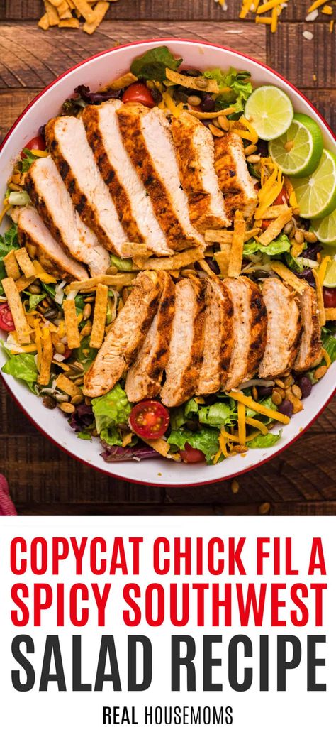 Spicy Chicken Salad Recipe, Spicy Southwest Salad, Creamy Salsa Dressing, Chick Fil A Recipe Copycat, Southwest Salad Recipe, Salsa Dressing, Spicy Chicken Breast, Crispy Chicken Salads, Salsa Salad