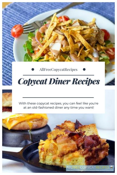 With these copycat restaurant recipes, you can recreate your favorite diner foods from the comfort of your home! Diner Style Recipes, Blue Plate Special Recipes, Diner Food Ideas, Restraunt Recipes, American Diner Food, Mcdonalds Recipes, Restaurant Recipes Famous, Diner Food, Diner Menu