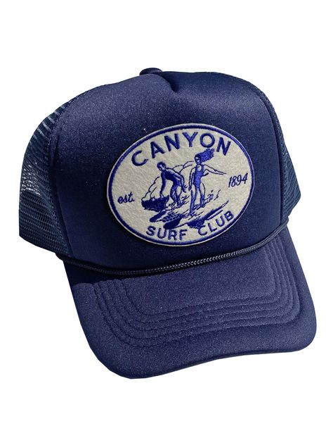 In an effort to reduce and repurpose, we designed our Canyon Surf Club patch with the intention to rescue our purple corduroy truckers from the fate of the landfills. After a misprint deemed these hats unusable for our client, we were able to create meaning from the mishap and our official Canyon Surf Club was born. Available now in our classic Uplifters foam truckers. Adjustable sizing Unisex fit Cute Western Trucker Hats, Trucker Hats Aesthetic, Cool Trucker Hats, Cowboy Trucker Hat, Cute Trucker Hats, Trucker Hat Aesthetic, Trucker Hat Designs, Hat With Patch, Trucker Hat Outfit