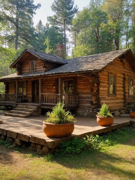 Vintage Cabin Exterior, Forest Cabins, Cedar Cabin, Wood Furnace, Forest Cabin, Cabin Exterior, Vintage Cabin, House Cabin, Tiny House Cabin