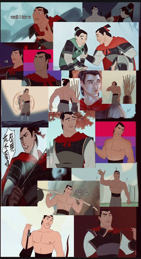 Shang from Mulan Tbh ily him sm so I made this wallpaper for everyone who needs a Shang wallpaper🥰 Ping X Shang Fanart, Li Shang Wallpaper, Mulan Li Shang, Mulan And Li Shang, Mulan And Shang, Mulan 3, Animation Pictures, Li Shang, Disney Prince