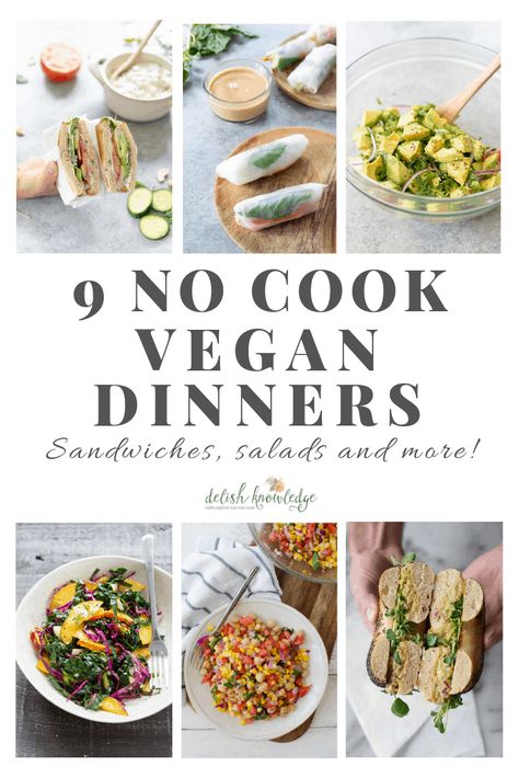 Dinner Quick, Vegan Summer Recipes, Quick Vegan, Dinner Sandwiches, No Cook, Easy Vegan Dinner, Vegan Salad Recipes, Vegan Meal, Best Vegan Recipes