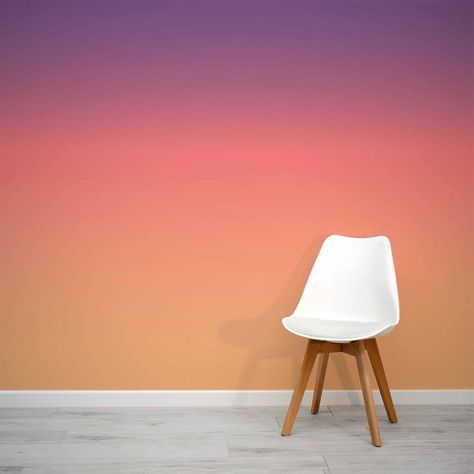 DIY Ombre Wall Paint Sunset Room Wallpaper, Gradient Painted Wall, Paint Boho Wall, Sunset Ombre Wall Paint, Sunset Room Paint, Sunset Wall Bedroom, Sunset Bedroom Walls, Ombre Brick Wall, Purple And Peach Bedroom