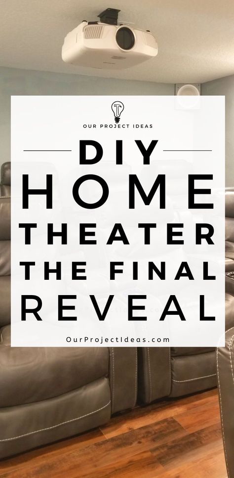 DIY Home Theater Design - The Final Reveal - Portrait Diy Theater Room, Diy Home Theater, Theater Design, Diy Basement, It Is Finished, Home Theater Rooms, Home Theater Design, The Theater, Theatre Room