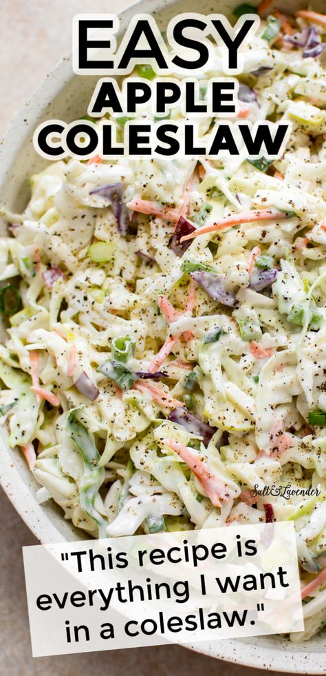 Coleslaw Apple Cider Vinegar, Bbq Sandwich With Coleslaw, 7 Day Coleslaw Recipe, Coleslaw Lunch Ideas, Fruit Slaw Recipes, Come Slaw Recipe, Best Ever Coleslaw Recipe, Apple Poppyseed Coleslaw, Apple Slaw Dressing