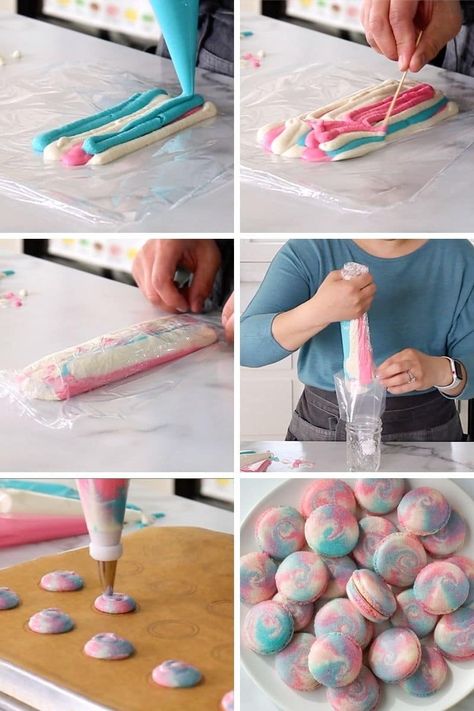 Macaron Display Ideas Presentation, Cool Macarons, Macarons Decoration Ideas, Marble Macarons, Fun Macarons, Decorating Macarons, Decorate Macarons, Macaron Inspiration, Colored Macarons