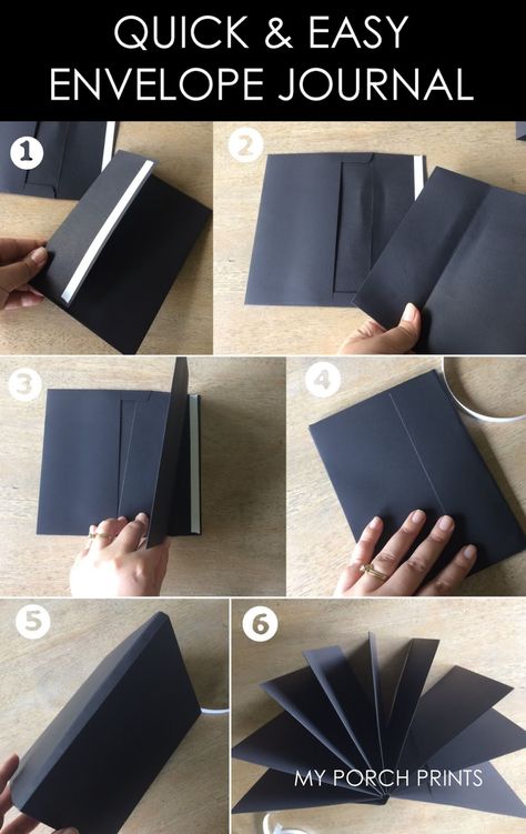 Envelope Books How To Make, Envelope Journal Ideas, Scrapbook Card Ideas, Envelope Scrapbook, Envelope Journal, Make An Envelope, Homemade Journal, My Porch Prints, Envelope Book