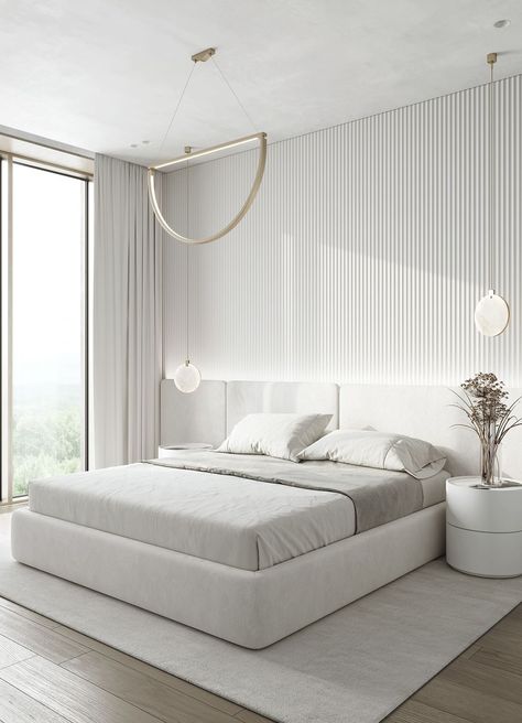 White Bedroom Ideas Minimalist, Modern Minimalist Bedroom Luxury, Contemporary Minimalist Bedroom, White Modern Bedroom, Minimal Modern Bedroom, Modern White Bedroom, Unique Bedroom Design, Indian Room Decor, White Bedroom Design