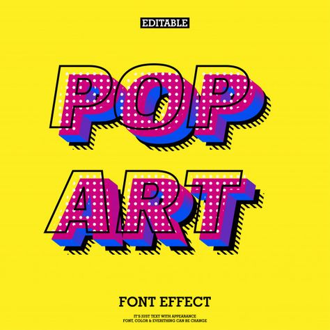 Modern Pop Art Font Effect Premium Vector Pop Art Font, Pop Logo, Font Effect, Modern Pop Art, Art Fonts, Typographic Design, Text Effect, Text Effects, Typography Design