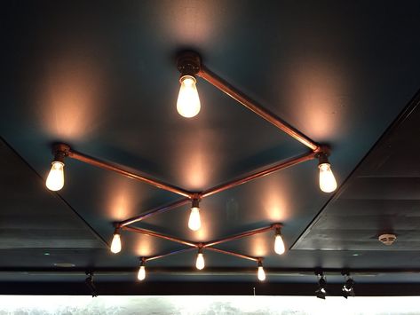 CONDUIT LIGHTING SYSTEM UK - Ecosia - Images Pipe Lighting Ceiling, Copper Conduit, Conduit Lighting, Salon Designs, House Ceiling, House Ceiling Design, Industrial Ceiling Lights, Pipe Lighting, Designer Interior